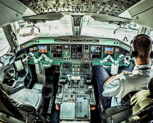 Two airline pilots in the flight deck — ATPL Air Law in practice